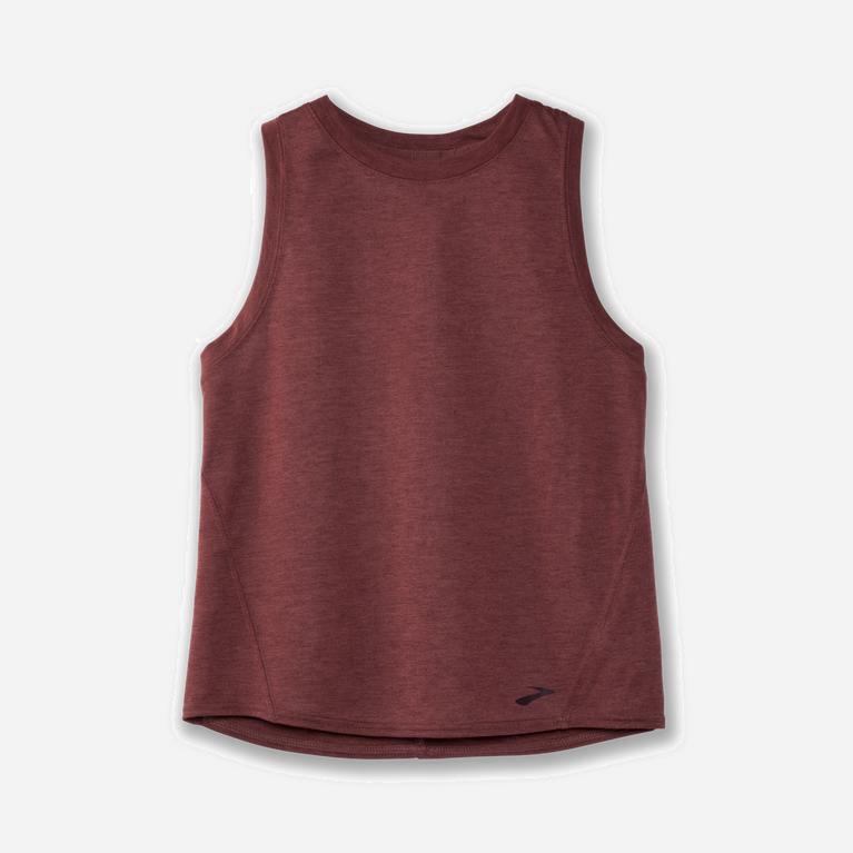 Brooks Women's Distance Running Tank Top Singapore - Heather Terracotta/Burgundy (76529-OMDX)